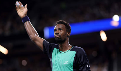 Gael Monfils celebrates his Round 1 win at the US Open